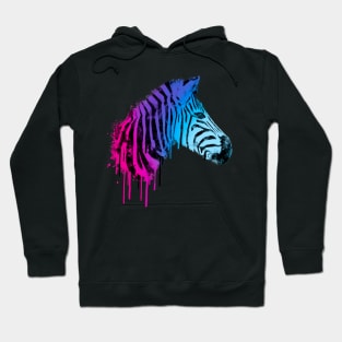 Dramabite Zebra Watercolor Artsy Gift for Horse Wildlife Lovers Hoodie